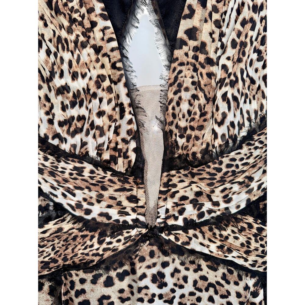 NWT Mandalay Grey Leopard Black Brown Silk Sleeveless Maxi Evening Dress Size 10 - Picture 4 of 16